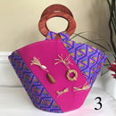Nina Hand Woven Raffia Fibers African Basket bag with wood handle - Big - Afrilege