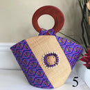 Nina Hand Woven Raffia Fibers African Basket bag with wood handle - Big - Afrilege