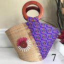 Nina Hand Woven Raffia Fibers African Basket bag with wood handle - Big - Afrilege