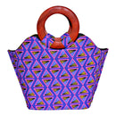 Nina Hand Woven Raffia Fibers African Basket Bag with wood handle - purple - Afrilege