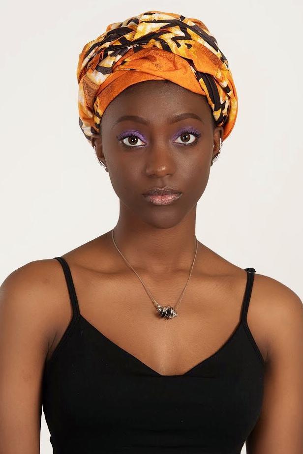 Ayo African print Headwrap - Orange/Black - Afrilege