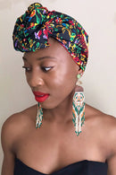 Fabia African Print Headwrap (Black / Floral) - Afrilege