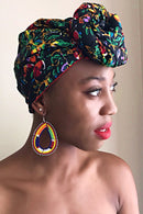 Fabia African Print Headwrap (Black / Floral) - Afrilege