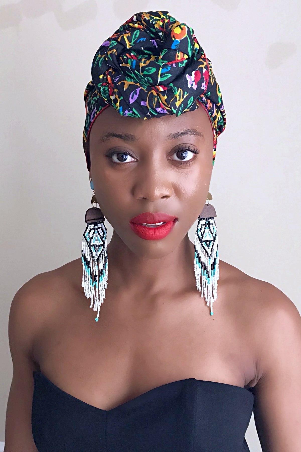Fabia African Print Headwrap (Black / Floral)– Afrilege
