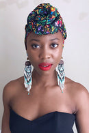 Fabia African Print Headwrap (Black / Floral) - Afrilege