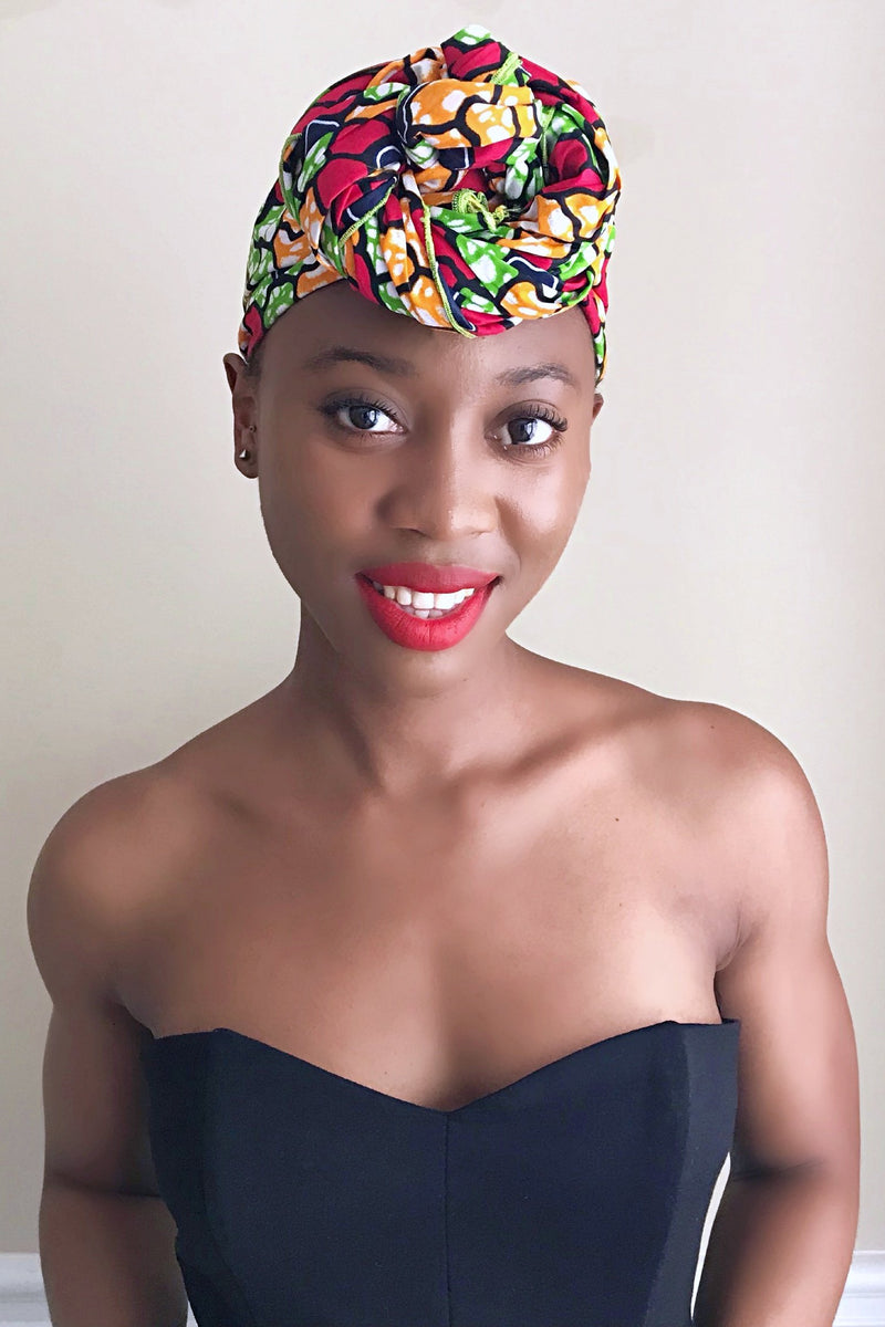 Rosita African Print Headwrap (Green / Red / Yellow) - Afrilege