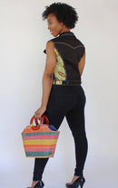 African Print Ekua Denim Short Sleeve Jacket - Afrilege