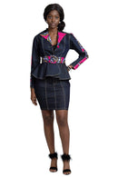 Nala African Print Denim Women jackets tops ( Pink) - Afrilege
