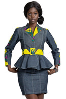 African Print Simisola Denim Women jackets tops (Yellow) - Afrilege