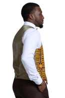 Kadir African Print Kente Men's Fit Suit Vest ( Brown & Gold) - Afrilege