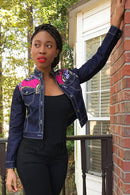 Nala Women's African Print Long Sleeve Denim Jacket - Afrilege