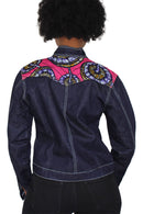 Nala Women's African Print Long Sleeve Denim Jacket - Afrilege