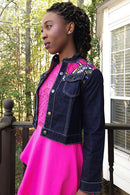 Nala Women's African Print Long Sleeve Denim Jacket - Afrilege