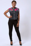 Nala Women's African Print Sleeveless Denim Jacket - Afrilege