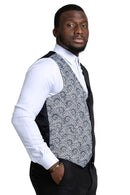 Val African Print Kente Men's Fit Suit Vest (Black & White) - Afrilege