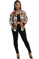 Floral Women's African Print Bomber Jacket - Afrilege
