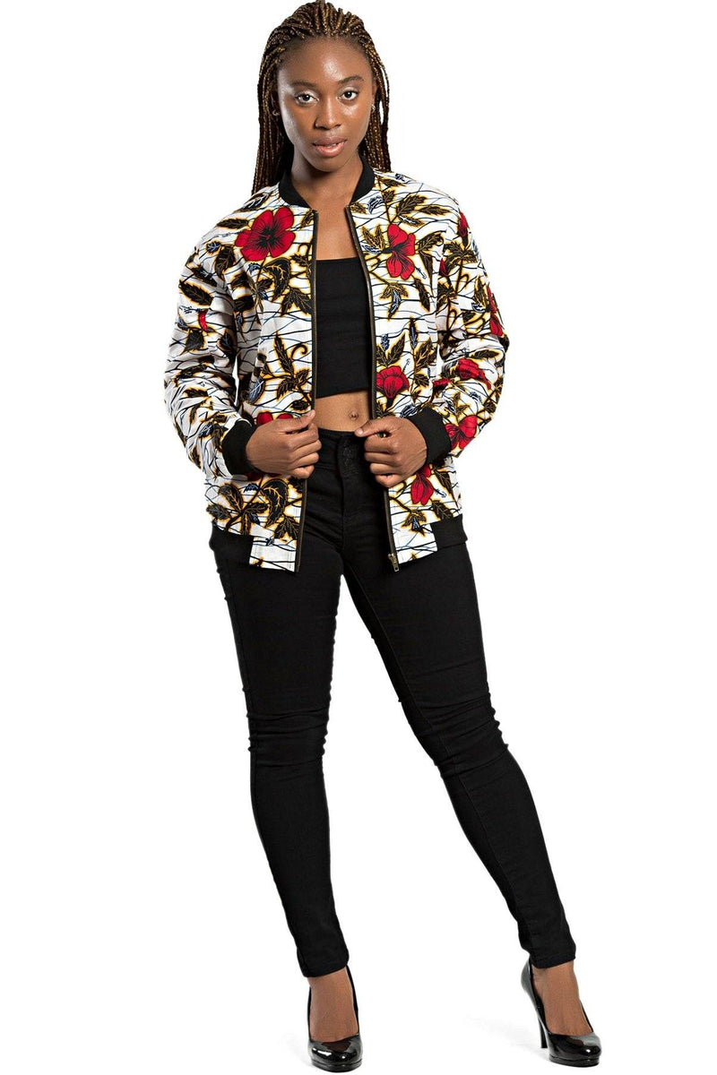 Ladies Women's Floral Butterfly Bomber Jacket - Plus Size 14 16 18 20 22 24 26 28, Hip Length, Zip Front