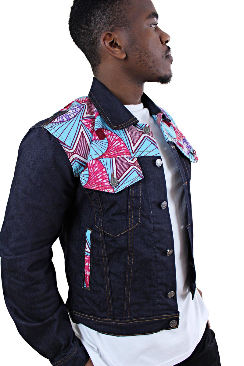Kellan Men's African Print Denim Jackets - Afrilege