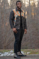 Kobe African Print Mens Denim Jacket - Afrilege