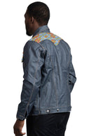 Kobe African Print Mens Denim Jacket - Afrilege