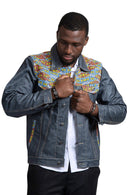 Kobe African Print Mens Denim Jacket - Afrilege