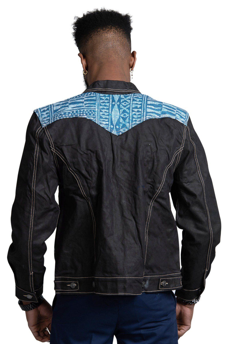 Ndop Men African Print Denim Jackets - Afrilege