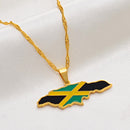 Jamaica Map Flag Pendant Necklace - Afrilege
