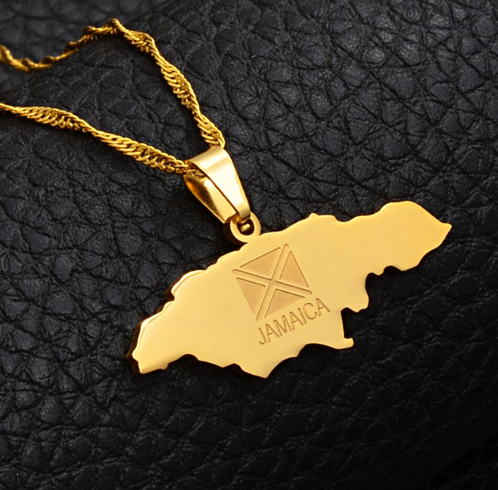 VASSAGO Collana Con Mappa Della Giamaica In Acciaio Inossidabile - Regalo Per Relazioni A Distanza, Uomo E Donna