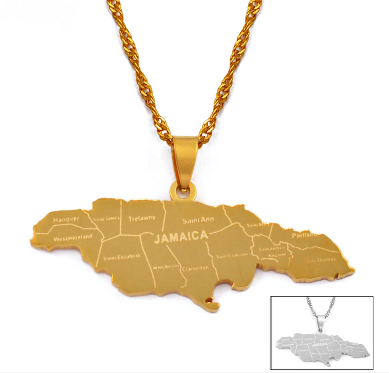 Jamaica Map  Pendant Necklace - Afrilege