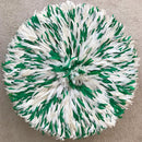 30" Authentic Bamileke Juju Hat from Cameroon - Green / White - Afrilege