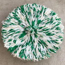 30" Authentic Bamileke Juju Hat from Cameroon - Green / White - Afrilege