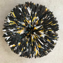 31" Dark natural feathers with Yellow Trims  Bamileke Juju Hat from Cameroon - Afrilege