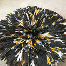 31" Dark natural feathers with Yellow Trims  Bamileke Juju Hat from Cameroon - Afrilege
