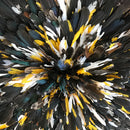 31" Dark natural feathers with Yellow Trims  Bamileke Juju Hat from Cameroon - Afrilege