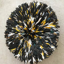 31" Dark natural feathers with Yellow Trims  Bamileke Juju Hat from Cameroon - Afrilege