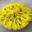31" Yellow Authentic Bamileke Juju Hat from Cameroon - Afrilege