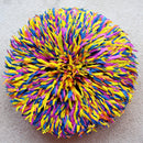 32" Muliticolor Yellow Blue Purple Orange Bamileke Juju Hat from Cameroon - Afrilege