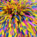 32" Muliticolor Yellow Blue Purple Orange Bamileke Juju Hat from Cameroon - Afrilege