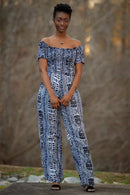 African print Zona Jumpsuit (Black & White) - Afrilege