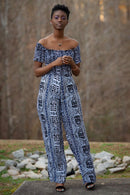 African print Zona Jumpsuit (Black & White) - Afrilege