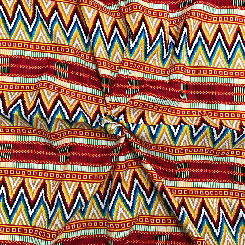 Makena Satin Silk kente African print fabric (Red) - Afrilege