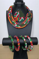 Neela Bamileke African Print Knot Jewelry Set ( Necklace - Bracelets - earrings) - Afrilege