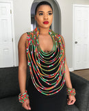 Neela Print Multi-Strand Statement 15 lines necklace - Afrilege