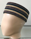 Brown & Black Stripe print velvet hat for men - Afrilege