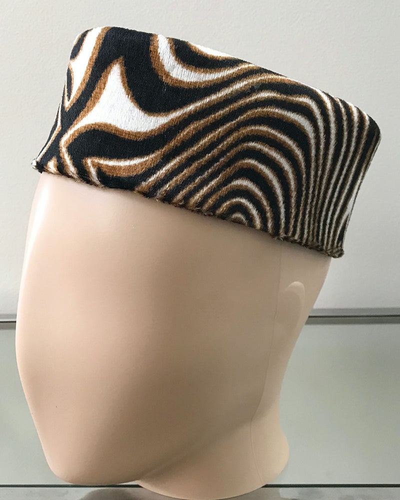 Brown & Silver print African Kufi hat for men - Afrilege