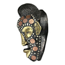 African Wooden Mask With Kobo Coins, Bronze And Cowrie Shells - Afrilege