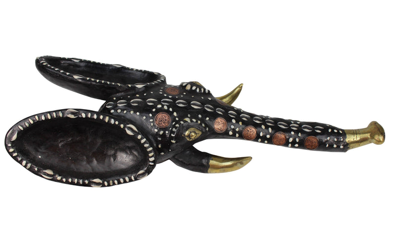 Babanki African elephant mask w/ encrusted cowry & coins - Afrilege