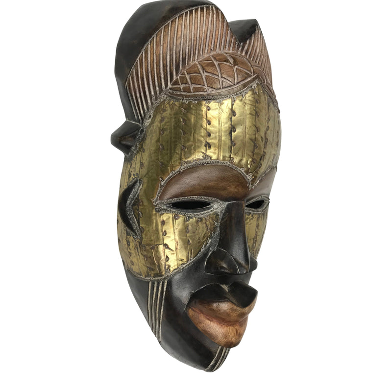 Tikar Hand Carved Bronze African Mask - Afrilege