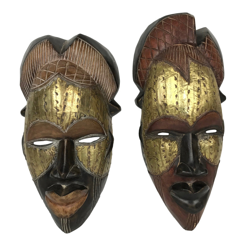 Tikar Hand Carved Bronze African Mask - Afrilege