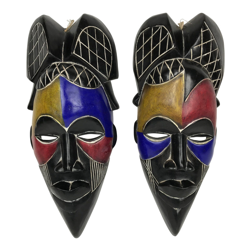 Tikar Hand Carved Colorful Mask - Afrilege
